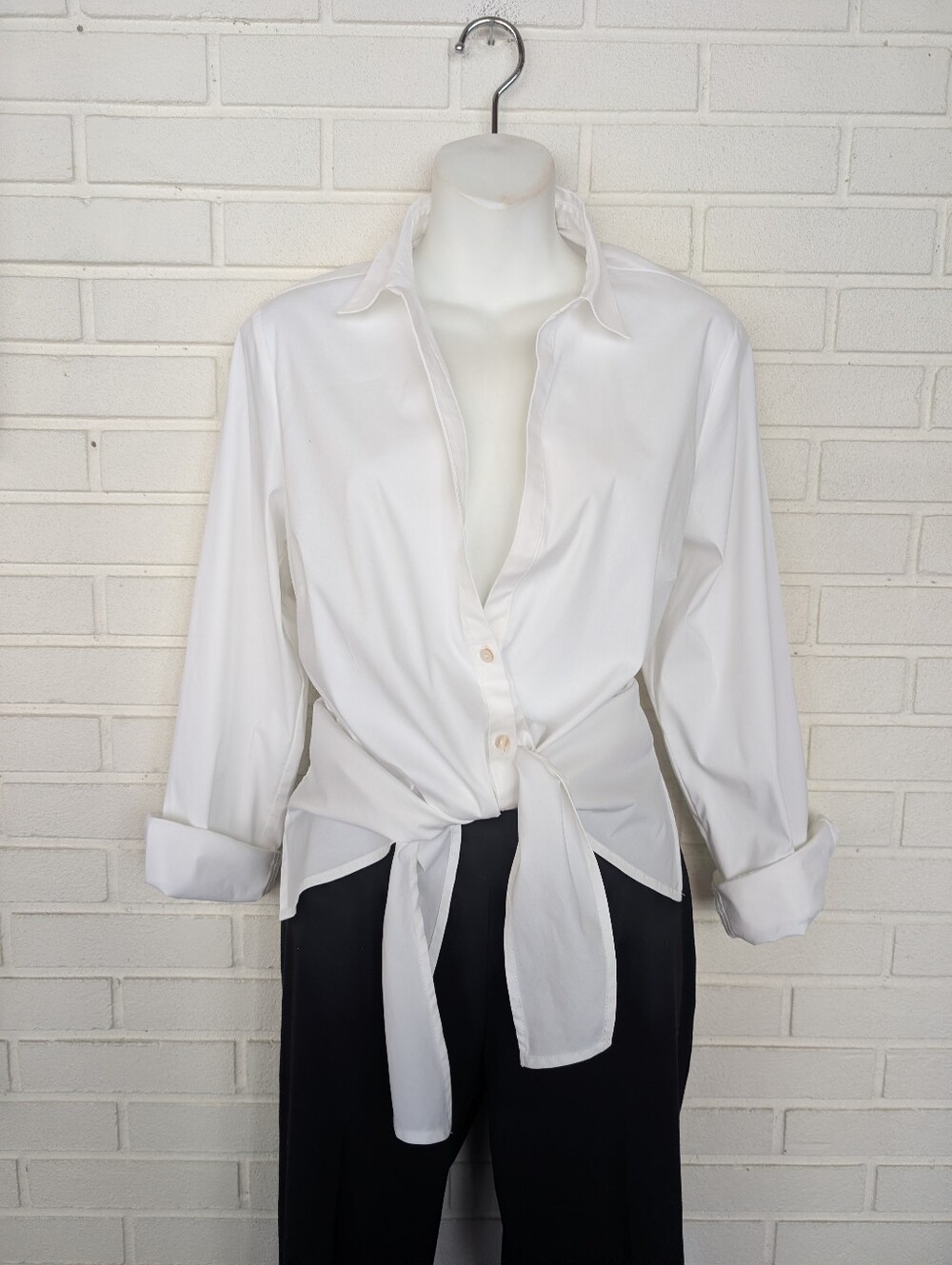 J Jill White Tie-Front Button-Down Shirt